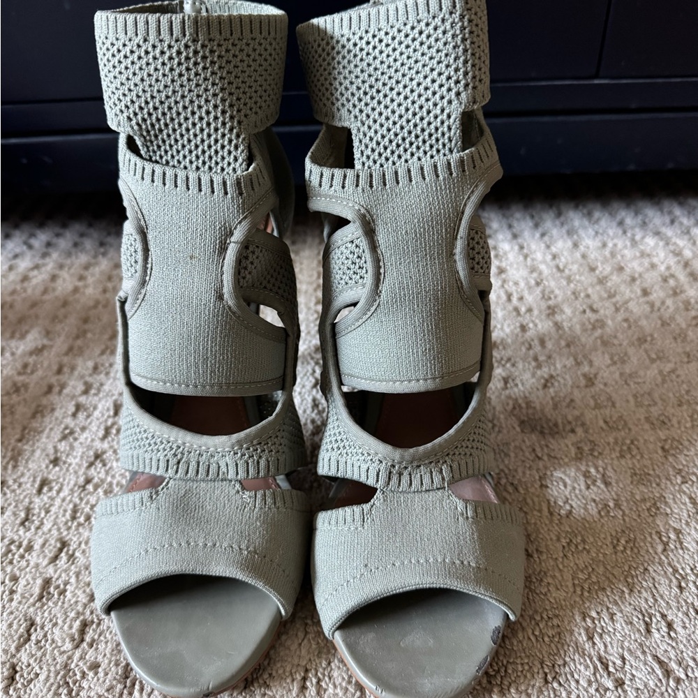 Zara Olive Green Heeled Sandals